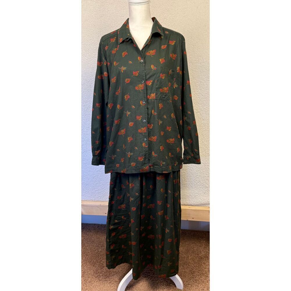Vintage Pendleton Women's Cotton Button Down Shirt & Skirt Set‎ Fall Size 16